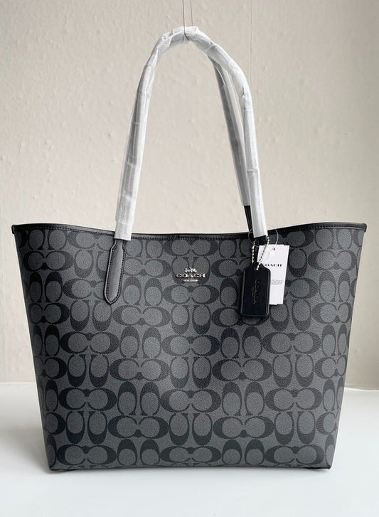 COACH Signature Canvas City Medium Tote Bag Black