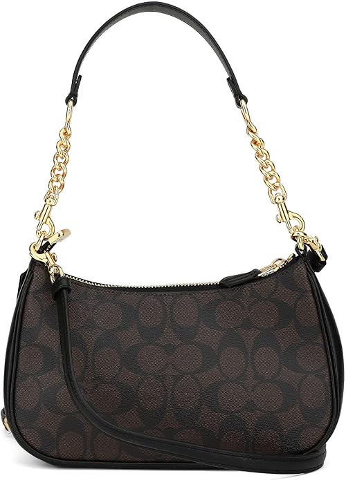 Coach  Teri Shoulder Bag Brown Brown Black