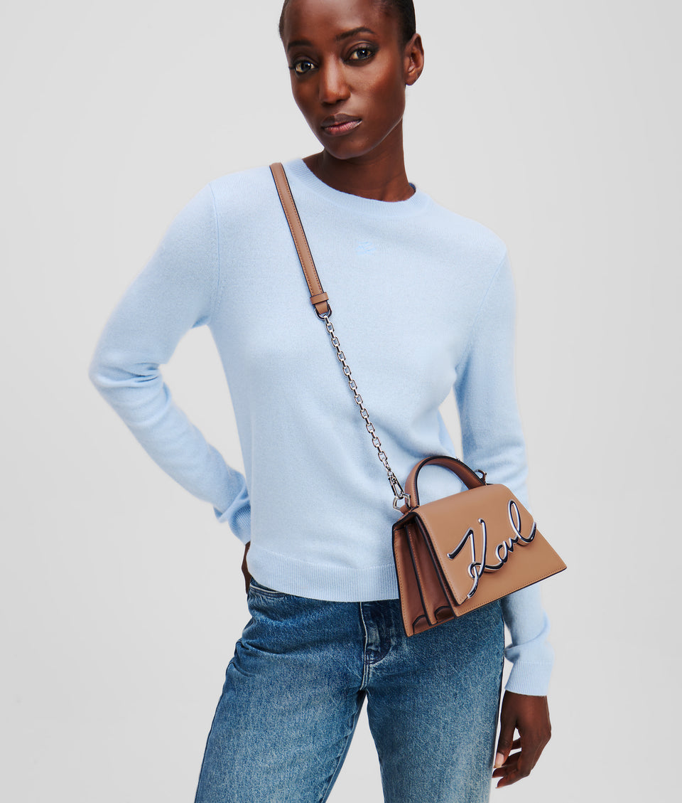 KARL LAGERFELD K/SIGNATURE SMALL CROSSBODY BAG TERRA