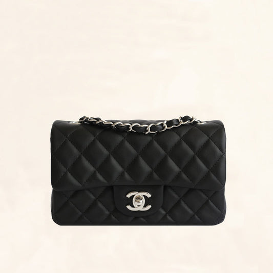 Chanel Classic Double Flap Medium Black Lambskin Silver Hardware