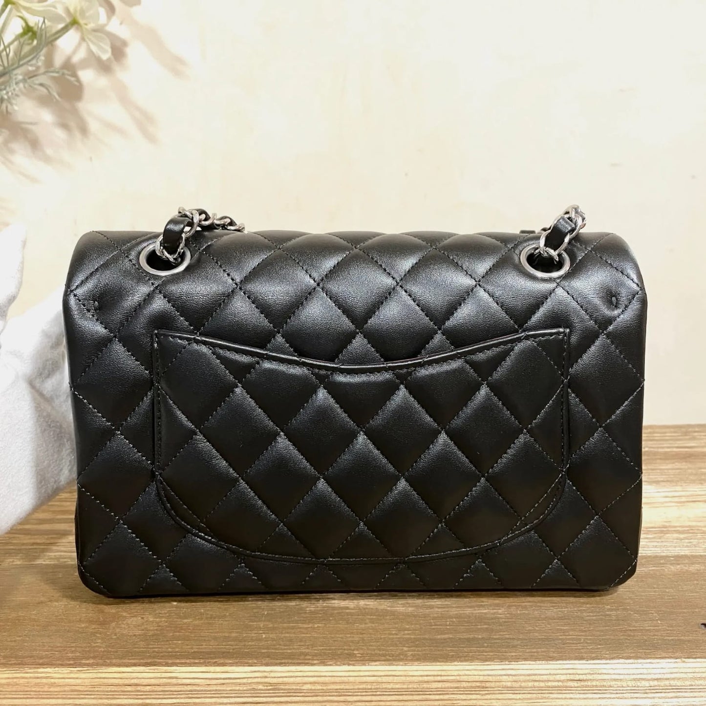 Chanel Classic Double Flap Medium Black Lambskin Silver Hardware