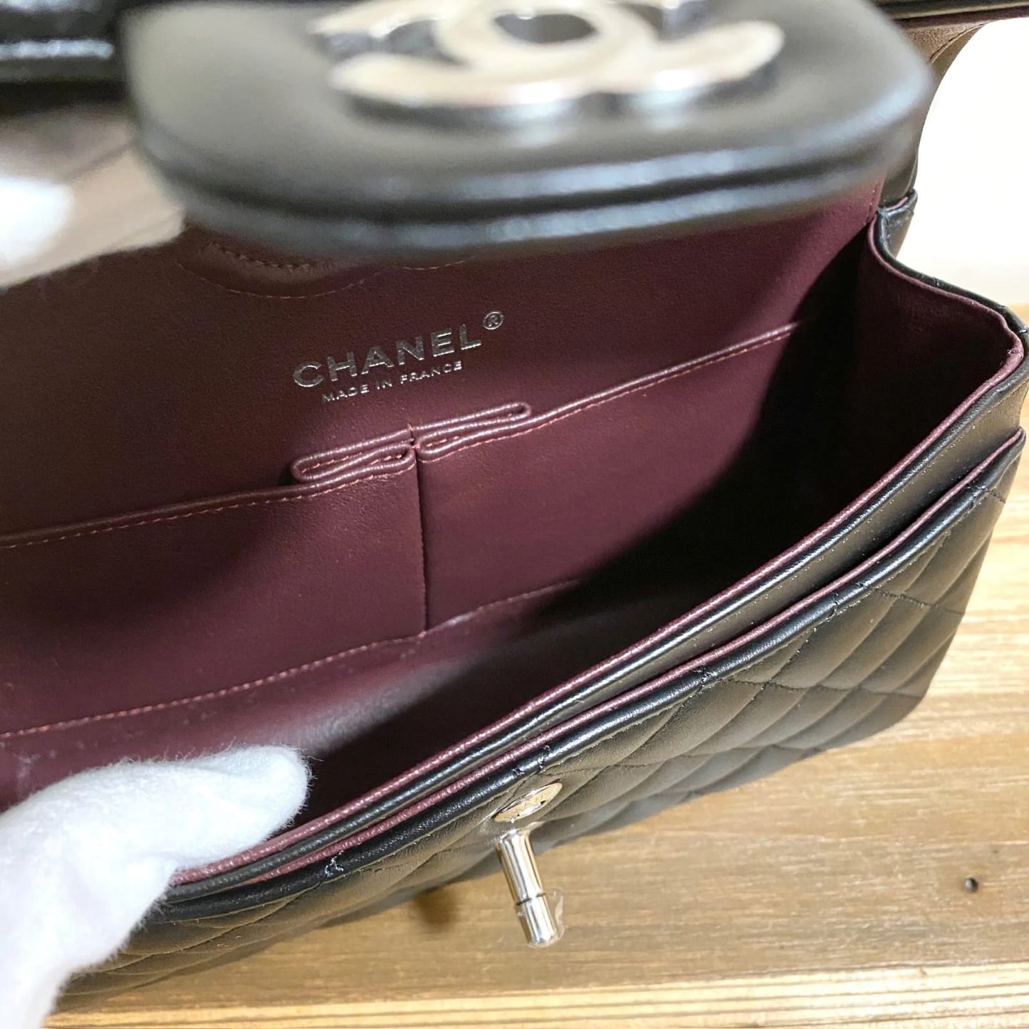 Chanel Classic Double Flap Medium Black Lambskin Silver Hardware