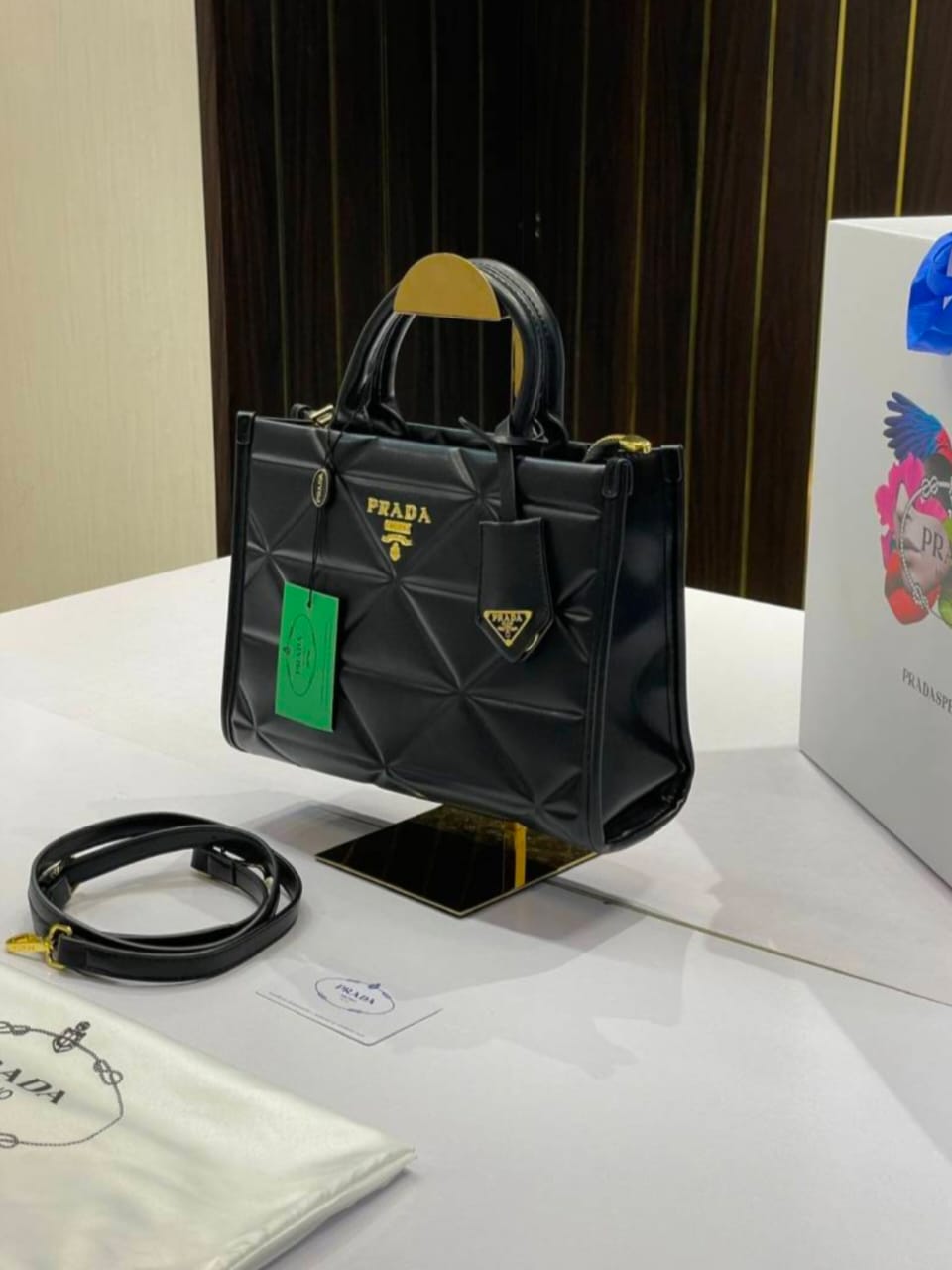 PRADA Large Leather  Bag Black