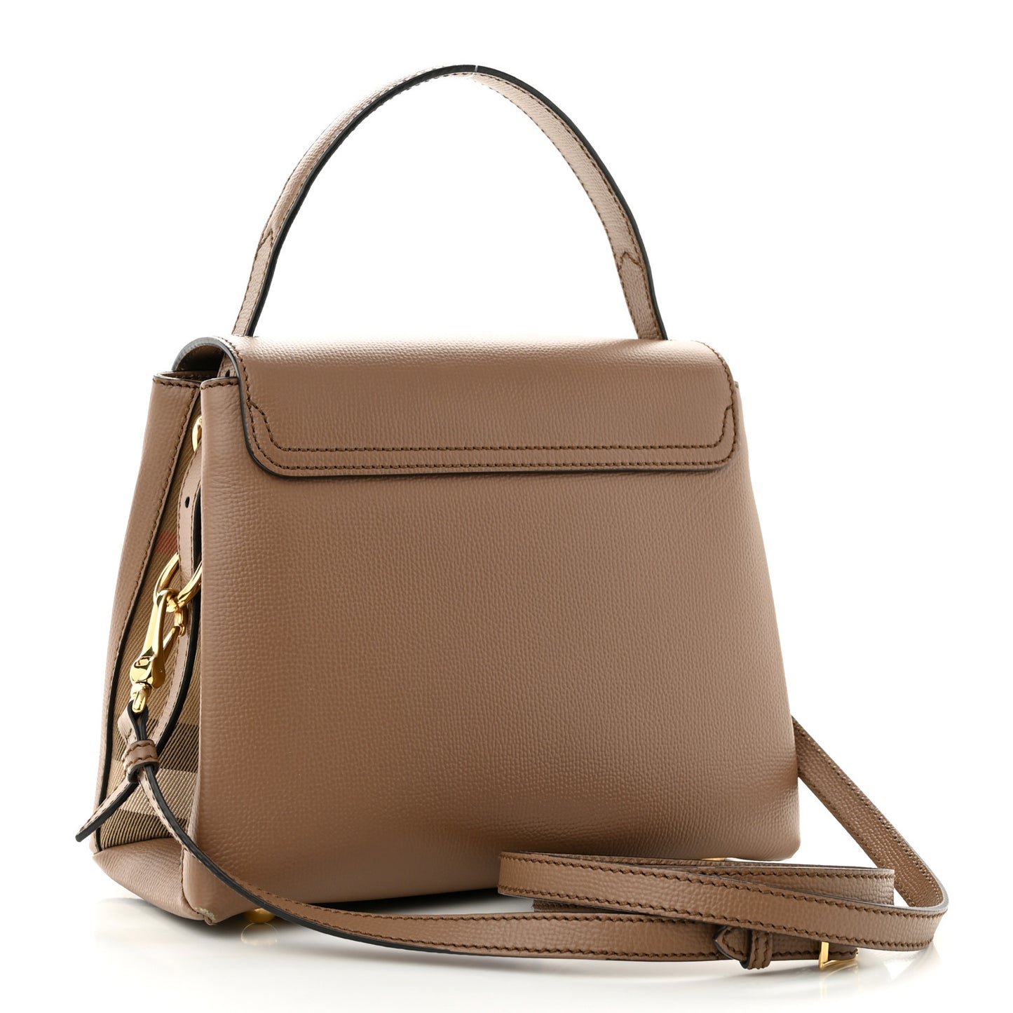 Burberry  Derby Calfskin House Check Small Camberley Dark Sand