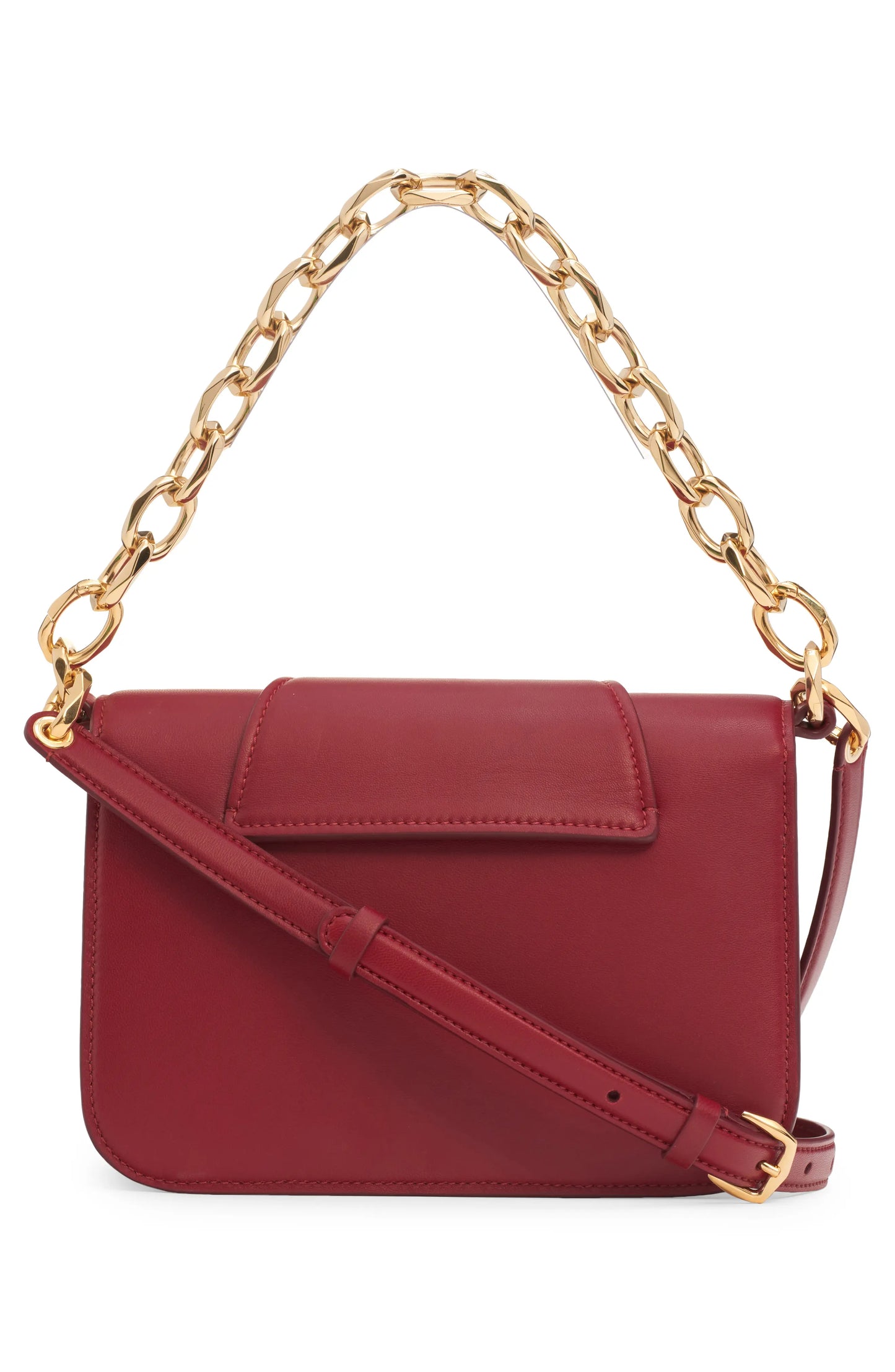 Valentino GaravaniSmall VLOGO Leather Shoulder Bag in Deep Scarlet