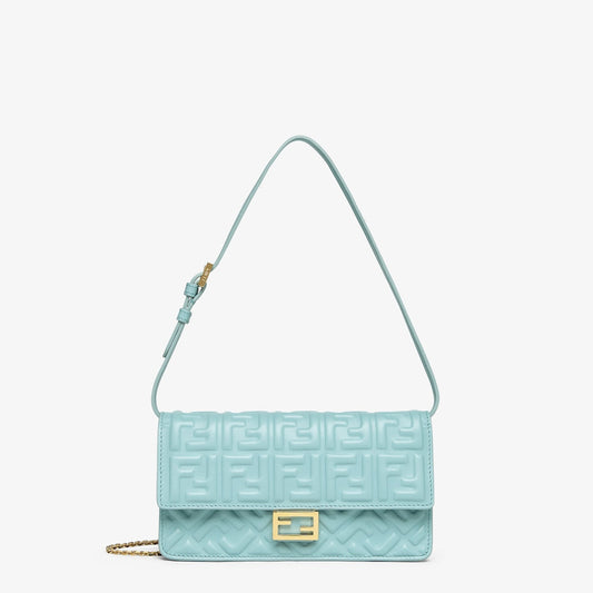 Fendi-Inspired Wallet On Chain Baguette – Sky Blue