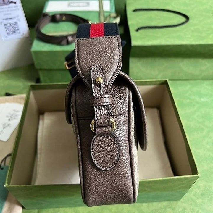 Gucci Beige Gg Supreme Canvas Leather Small Ophidia Shoulder Bag