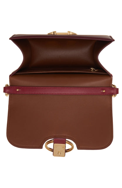 Valentino GaravaniSmall VLOGO Leather Shoulder Bag in Deep Scarlet