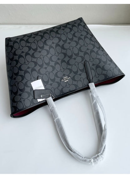 COACH Signature Canvas City Medium Tote Bag Black