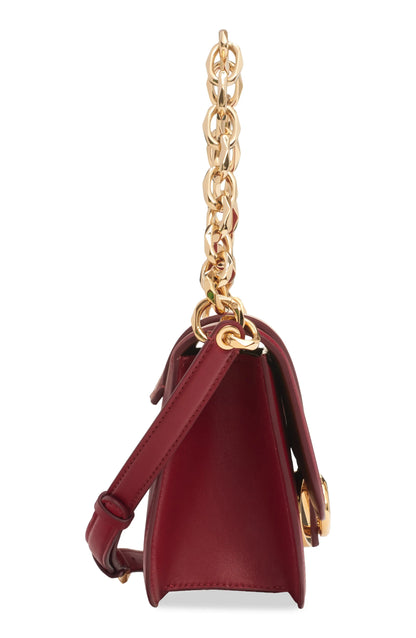 Valentino GaravaniSmall VLOGO Leather Shoulder Bag in Deep Scarlet