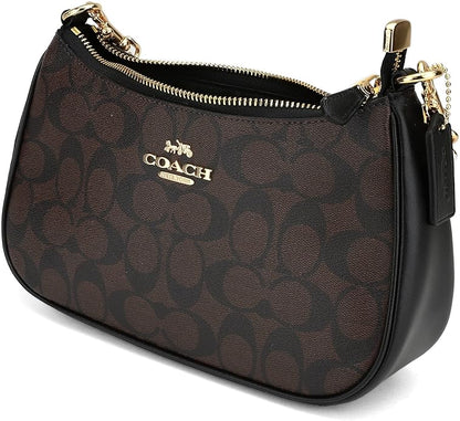 Coach  Teri Shoulder Bag Brown Brown Black