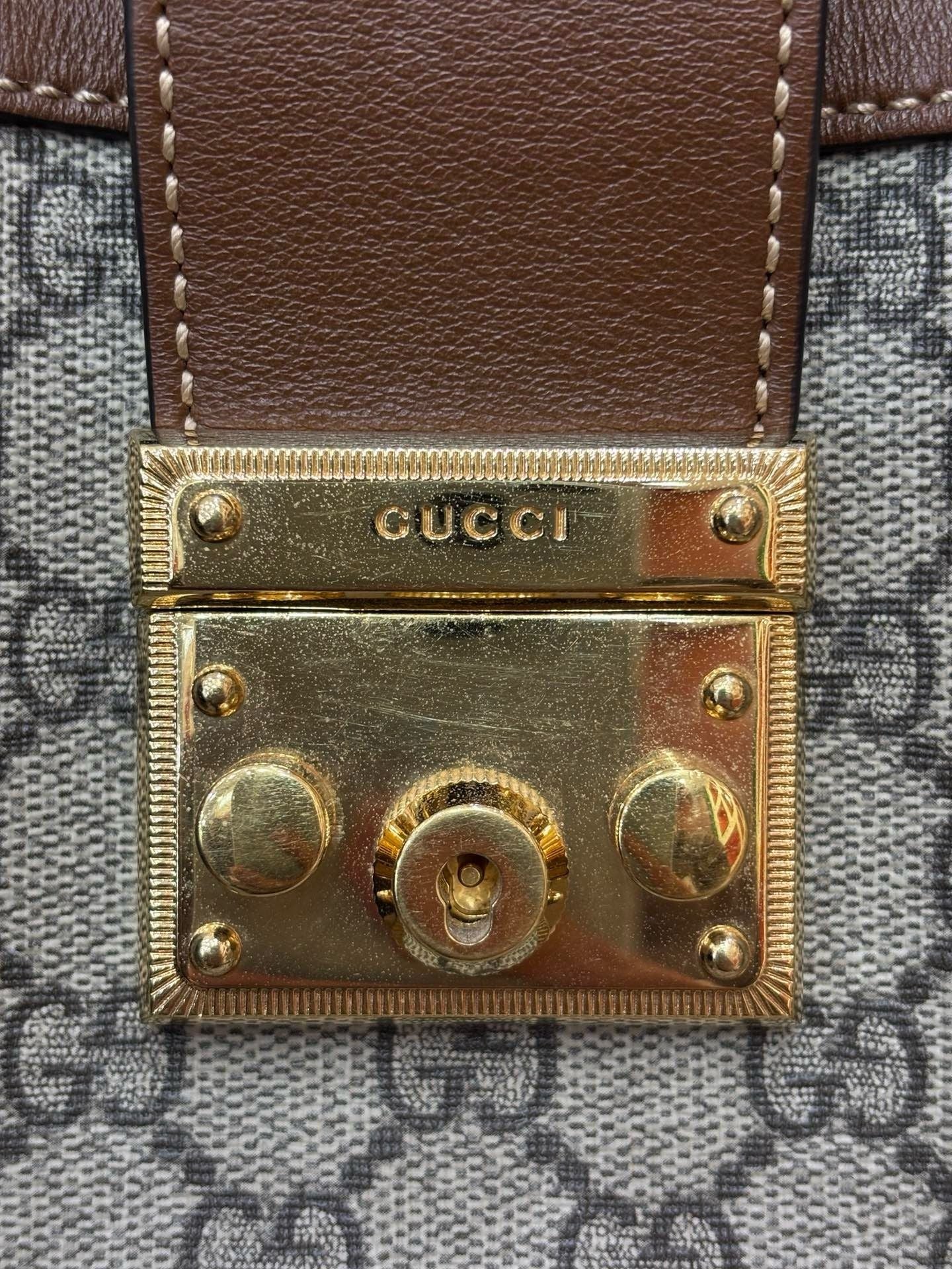Gucci Paddle Lock GG Supreme Small Shoulder Bag