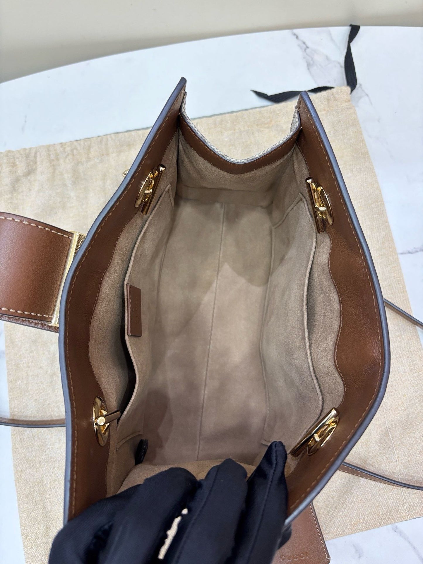 Gucci Paddle Lock GG Supreme Small Shoulder Bag