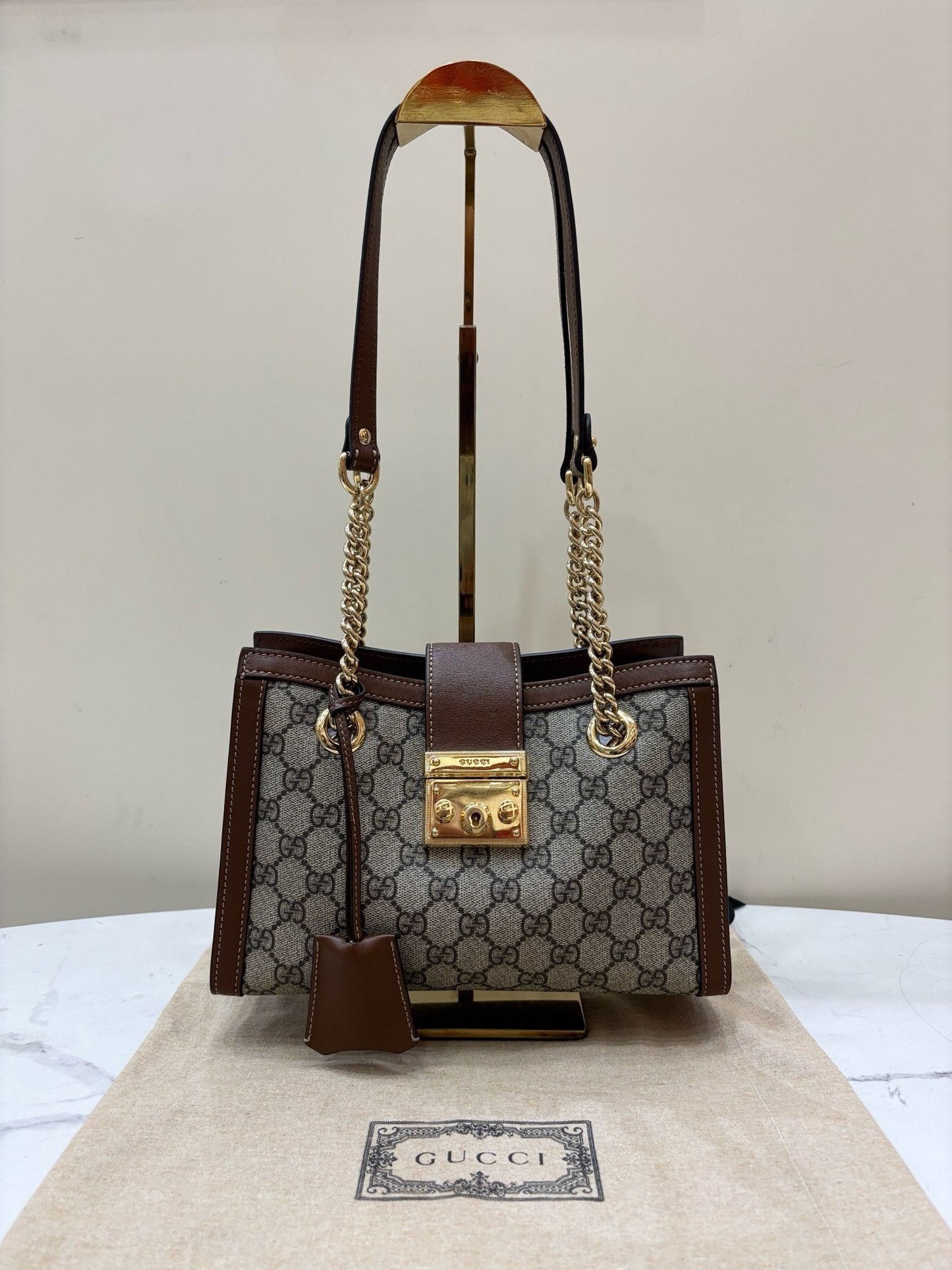 Gucci Paddle Lock GG Supreme Small Shoulder Bag