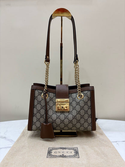 Gucci Paddle Lock GG Supreme Small Shoulder Bag