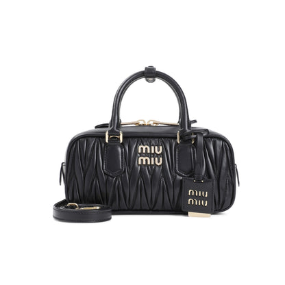 Miu Miu Black Arcadie Matelassé Leather Bag