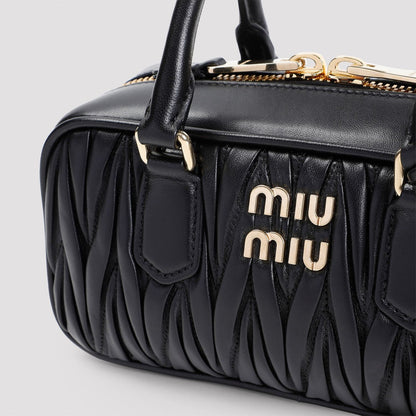 Miu Miu Black Arcadie Matelassé Leather Bag