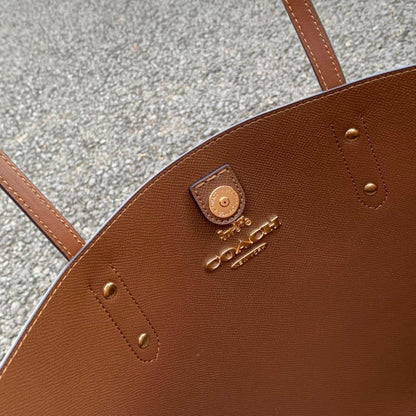 Coach Large City Tote Bag In Maxi Signature Canvas Signature Canvas-Gold-Tan-Brown