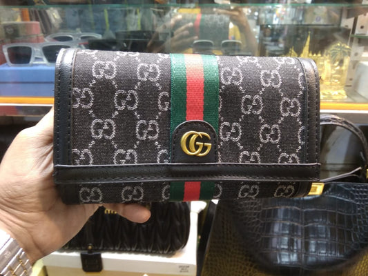 Gucci  Ophidia Supreme Stripe Wallet – Black