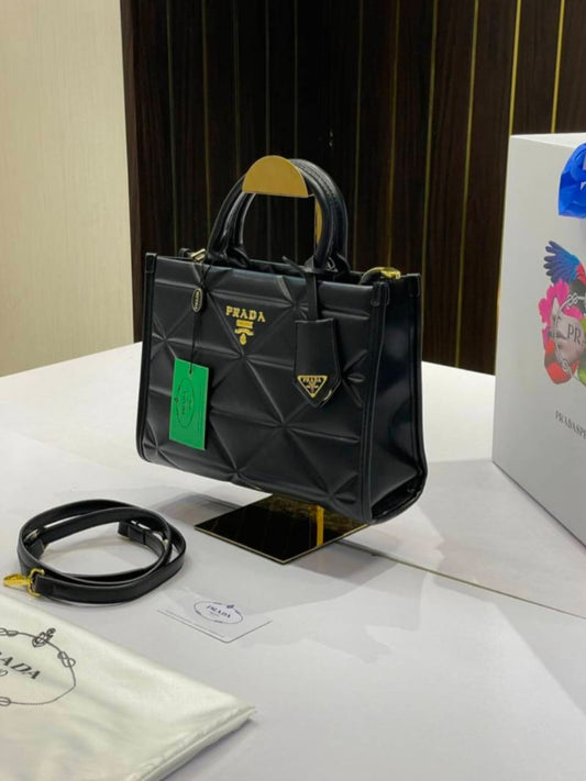 PRADA Large Leather  Bag Black