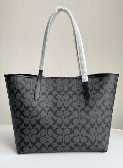 COACH Signature Canvas City Medium Tote Bag Black