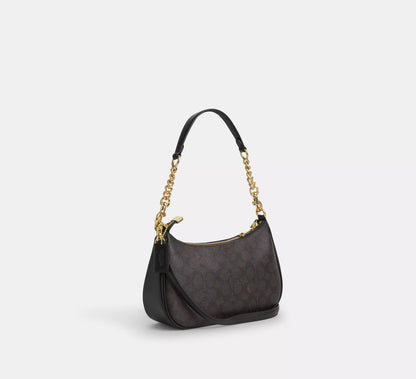 Coach  Teri Shoulder Bag Brown Brown Black