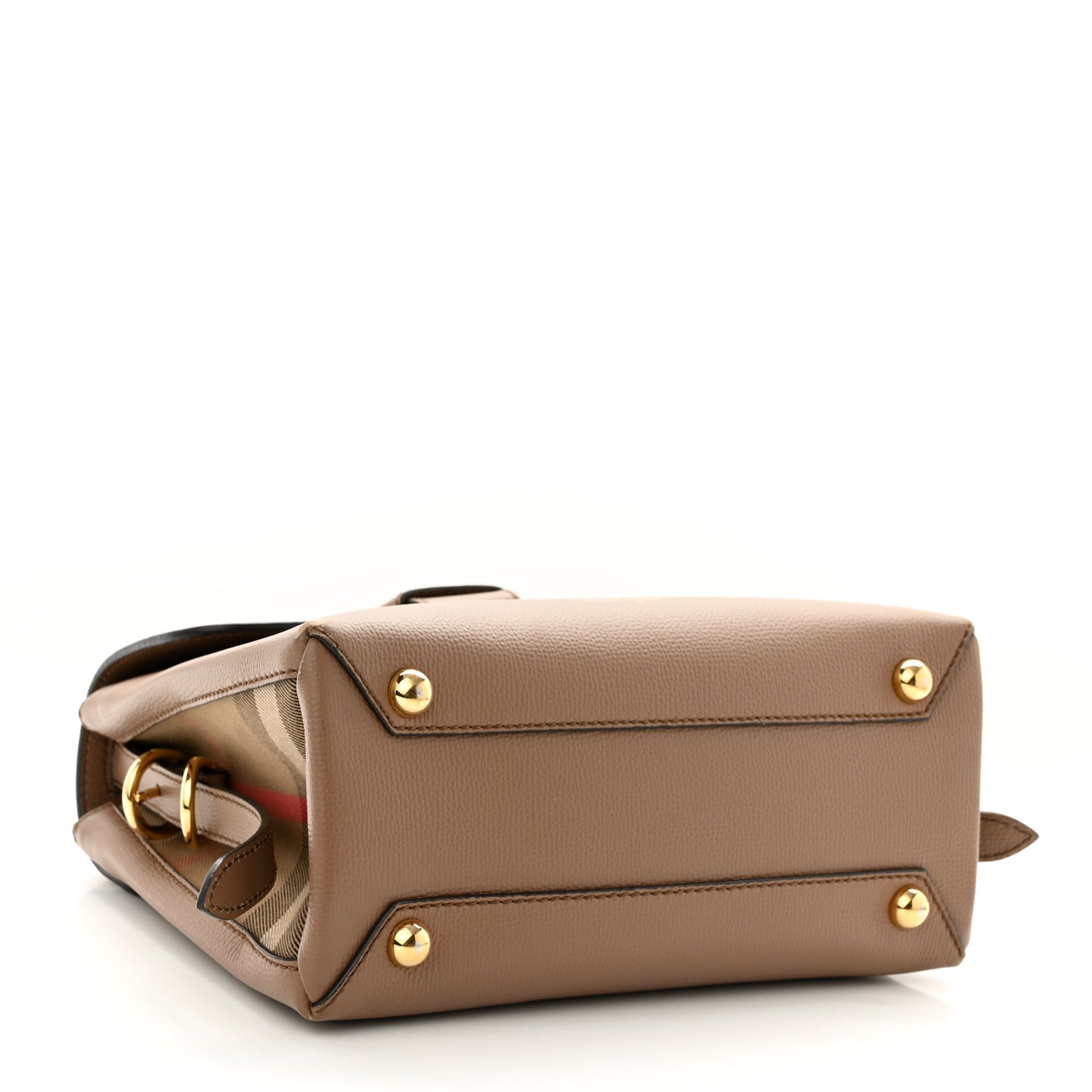 Burberry  Derby Calfskin House Check Small Camberley Dark Sand