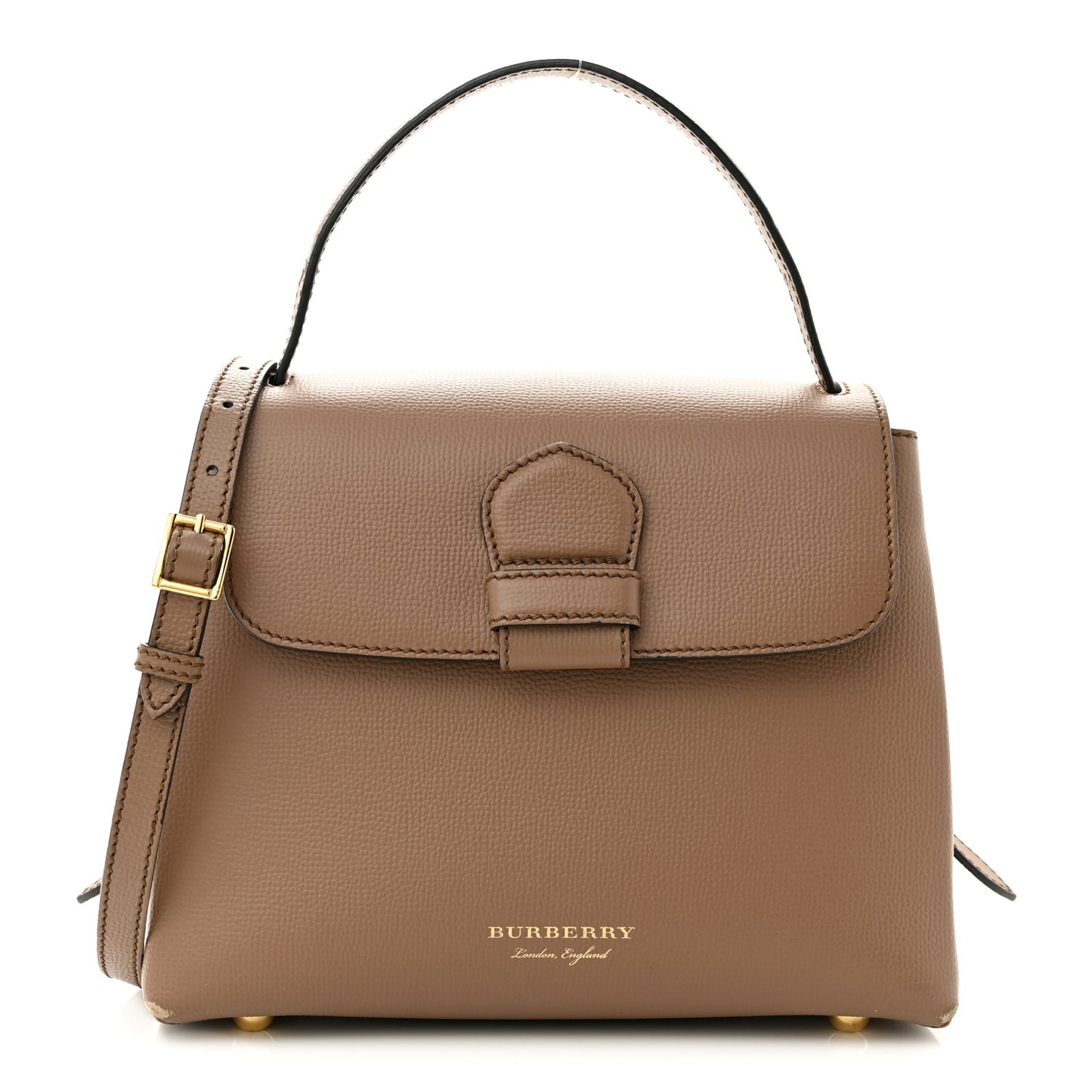 Burberry  Derby Calfskin House Check Small Camberley Dark Sand