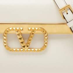 Valentino Off White Leather Small Alcove Top Handle Bag