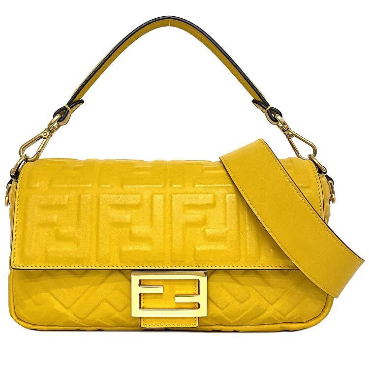 Fendi Baguette  Yellow nappa leather bag
